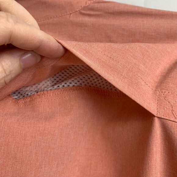New XCaster By Tallwoods Peach Roll Tab Sleeve Quick Dry Button Polo Shirt Size - Picture 5 of 12
